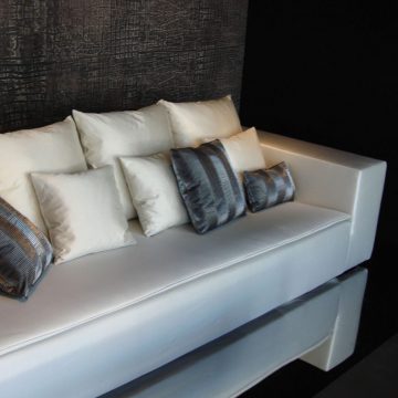 LIQUID 'TAKI PLEAT' pillows and LUMINOSO upholstery programmed by ARMANI CASE sofa_preview