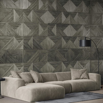 Very peri color trend 2022 - accent sofa. White walls empty mock