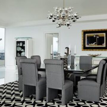BUBBLES SILVER chandelier - contemporary modern dining room -Miami Beach-John Barman inc