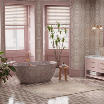 Liesl Lattice Rose Mist Bathroom wide Liesl Lattice Rose Mist Bathroom wide